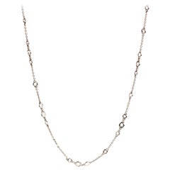 Rose-Cut Diamond 18 Karat White Gold Chain Necklace