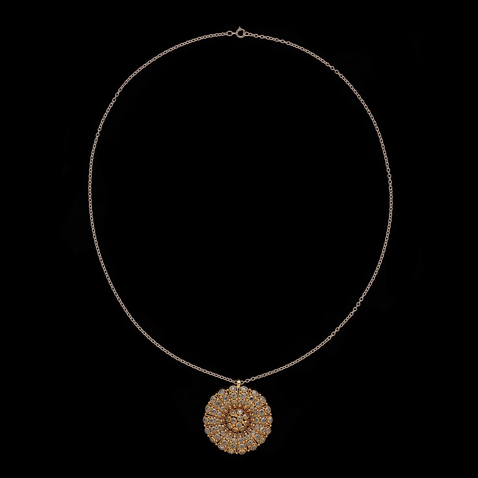 Women's Rose-Cut Diamond and 18 Karat Gold Pendant