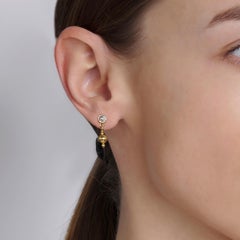 .5 Carat Rose Cut White Diamond 22 Karat Yellow Gold Orb Dangle Drop Earrings