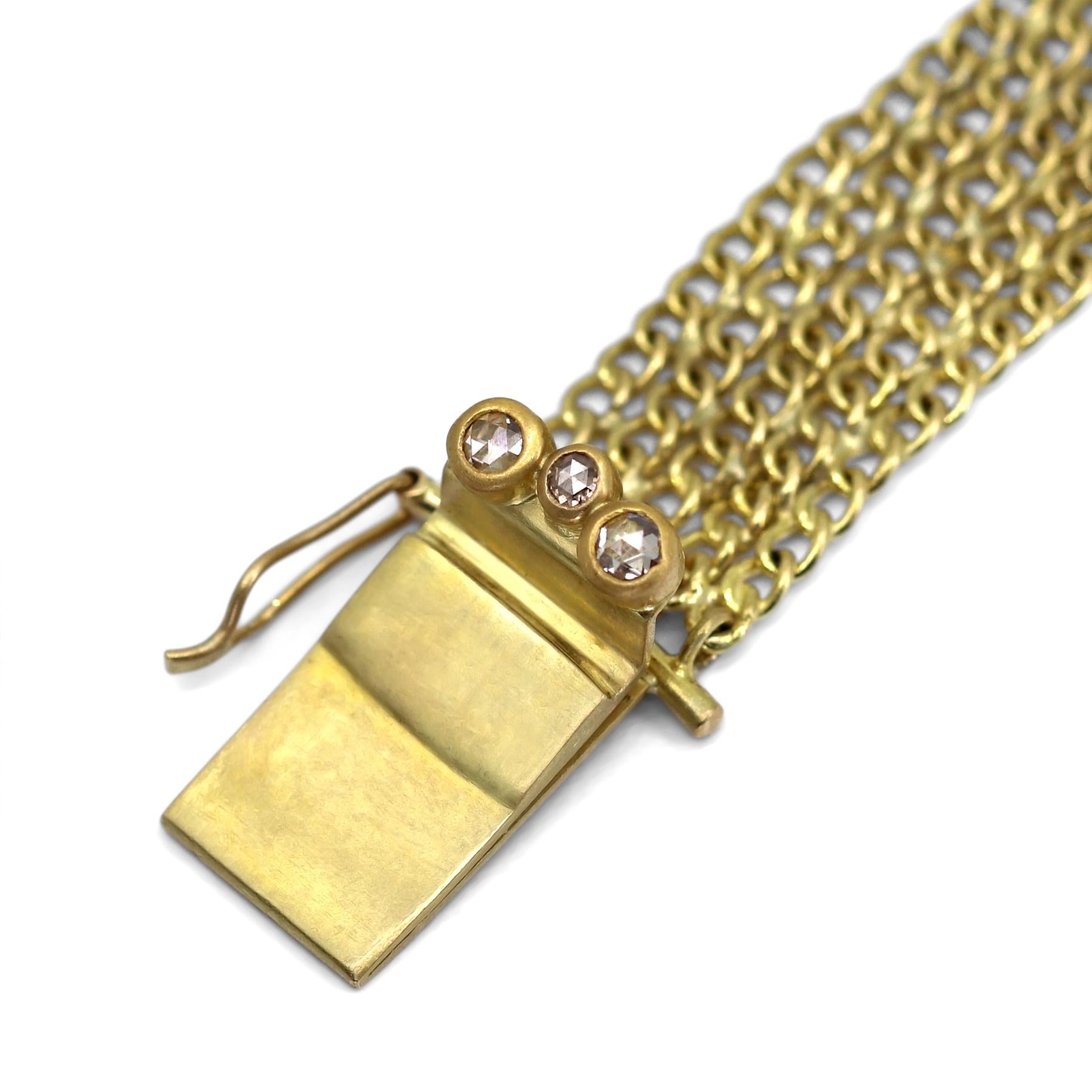 Disco-Armband aus 22 Karat Gelbgold mit Diamanten im Rosenschliff, Lola Brooks 2022 im Zustand „Neu“ im Angebot in Dallas, TX