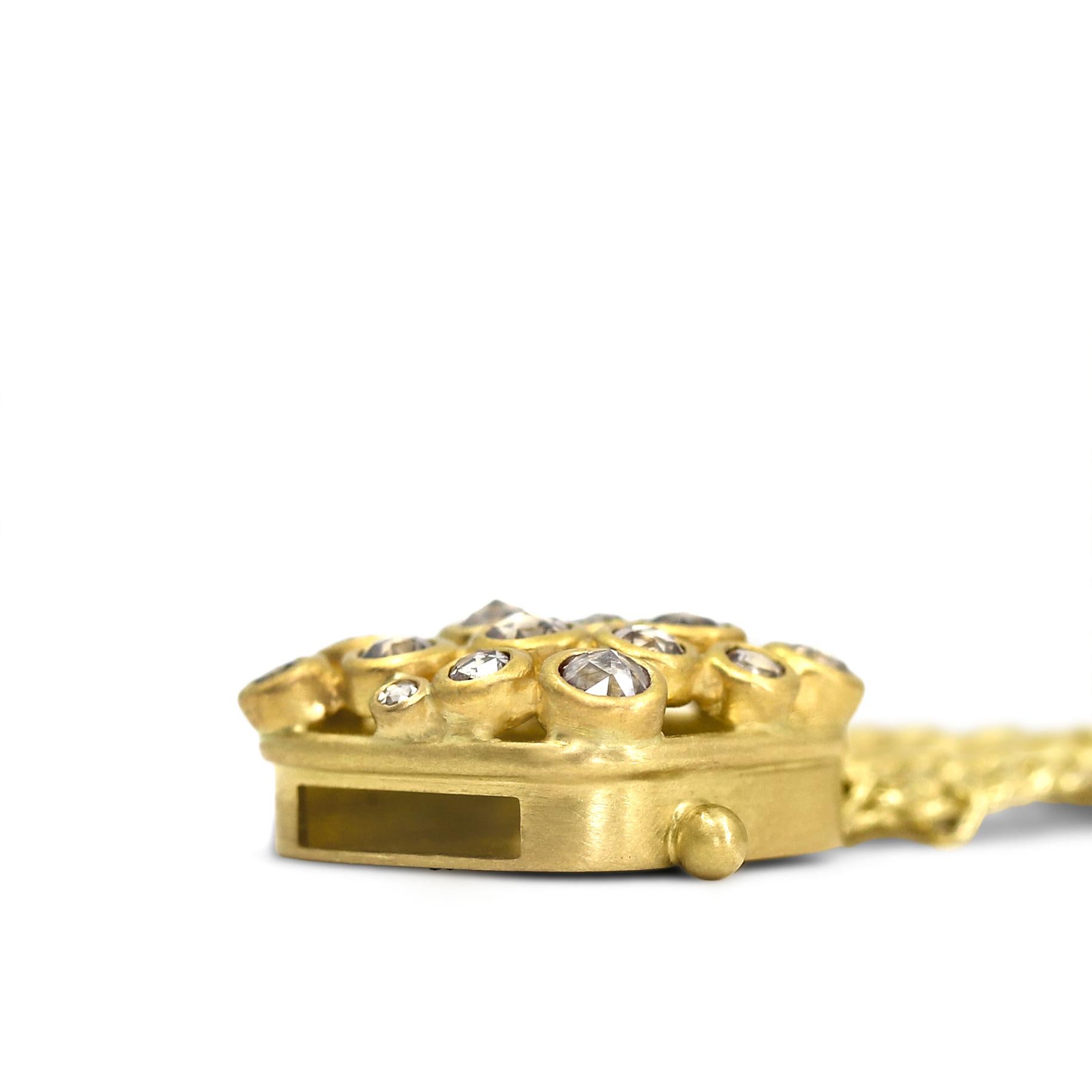 Artist Rose-Cut Diamond 22K Yellow Gold Chainmaille Disco Bracelet, Lola Brooks 2022 For Sale