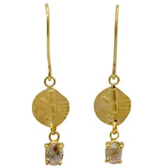 gold coin drop earrings Rose Cut Diamond and 14 Carat Gold
Coin
Drop Earrings