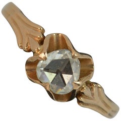 Rose Cut Diamond and 14 Carat Rose Gold Solitaire Ring
