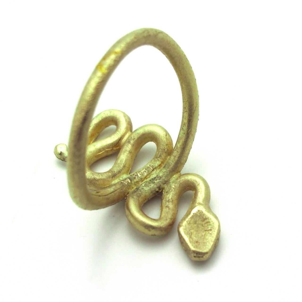 Modern Rose Cut Diamond and 14 Karat Gold Snake Ring For Sale