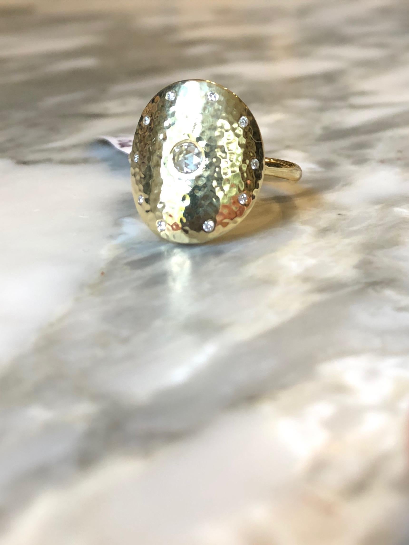Contemporary Rose Cut Diamond and 18 Karat Gold Ring