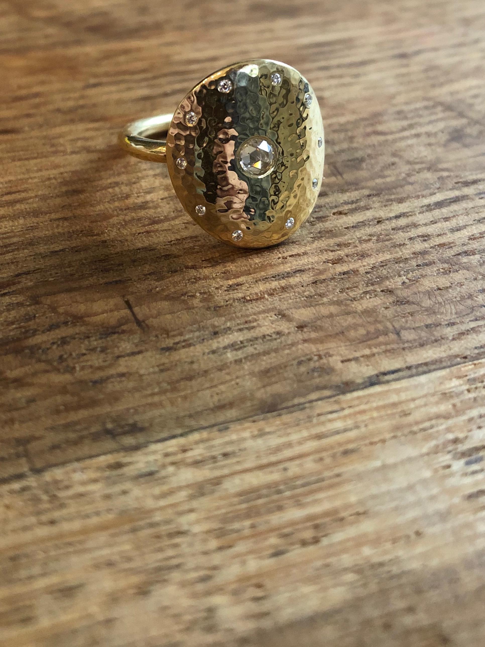 Rose Cut Diamond and 18 Karat Gold Ring In New Condition In Berkeley, CA