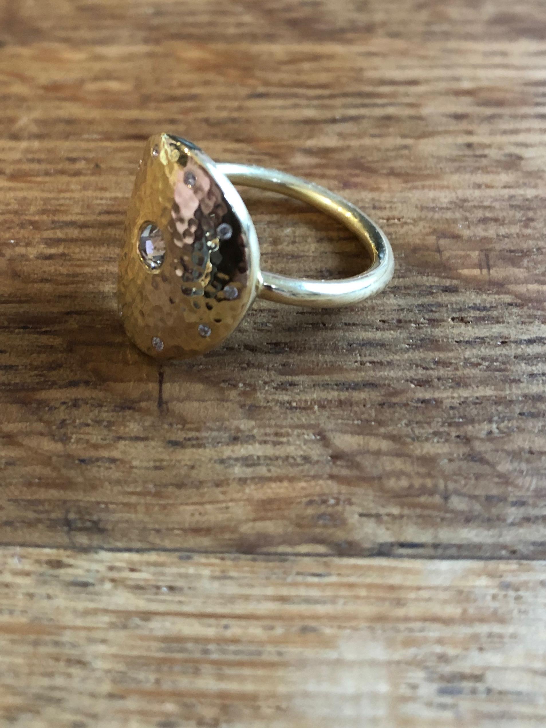Women's or Men's Rose Cut Diamond and 18 Karat Gold Ring