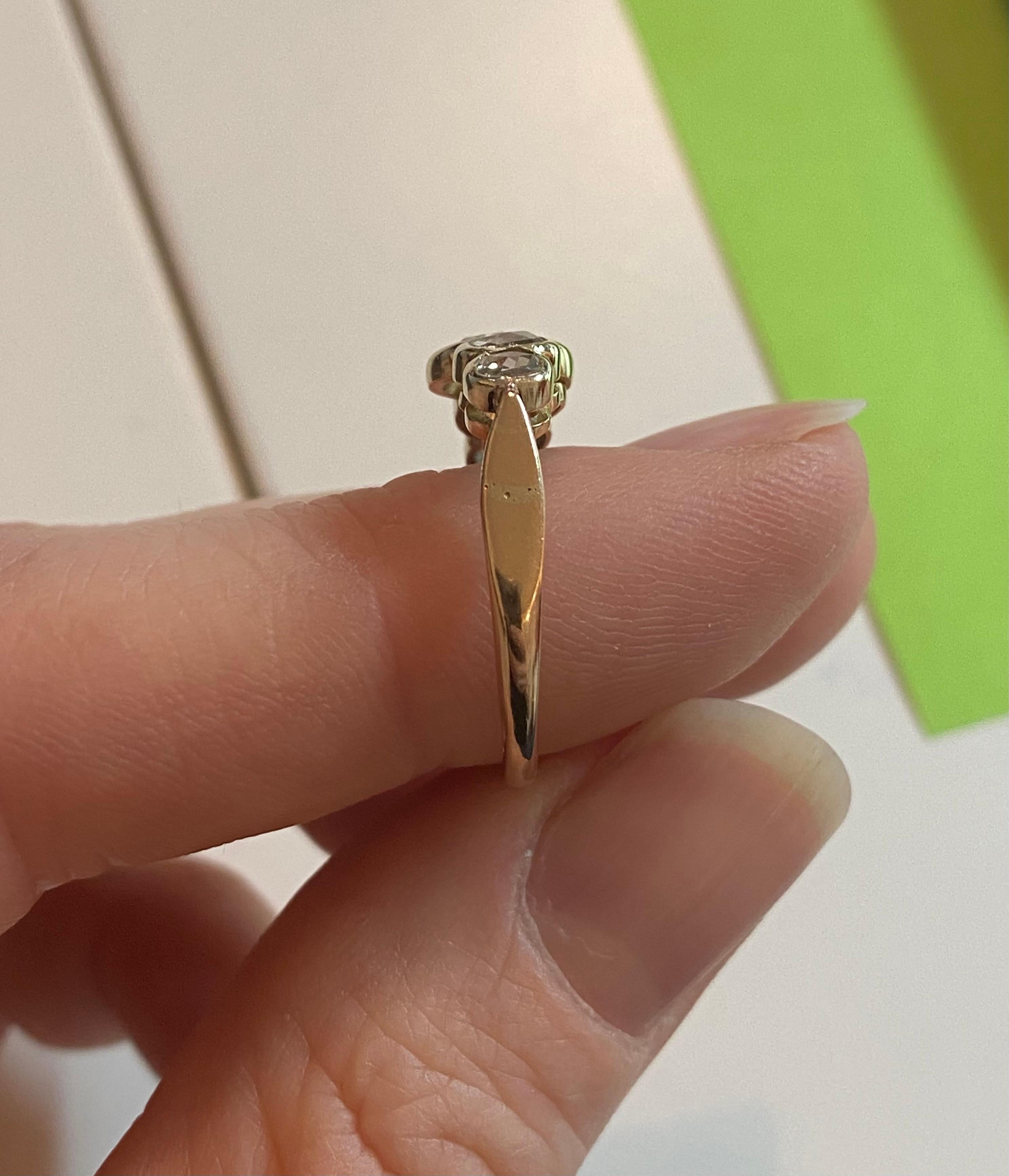 Rose cut diamond and gold ring 6