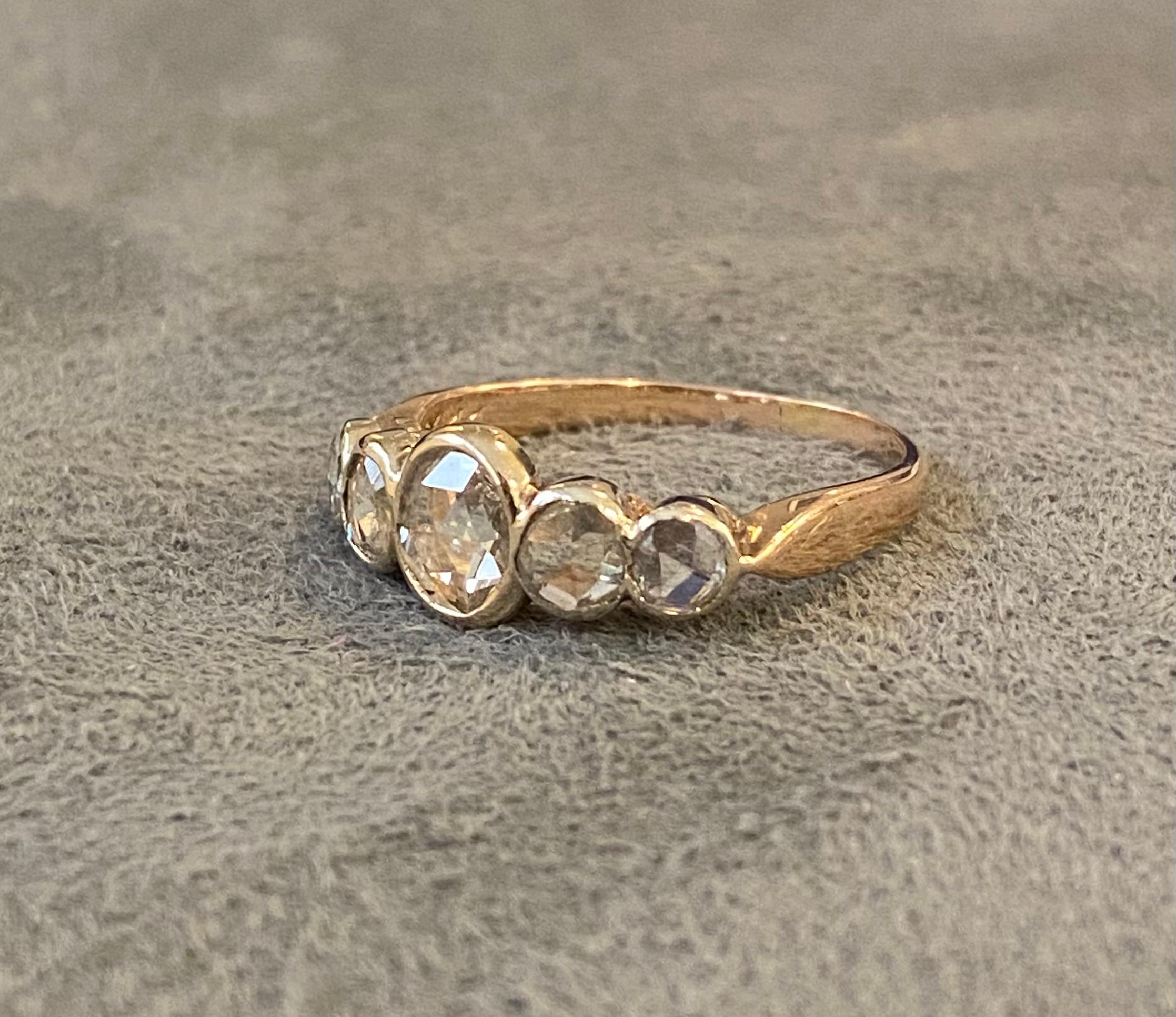 Rose Cut Rose cut diamond and gold ring For Sale