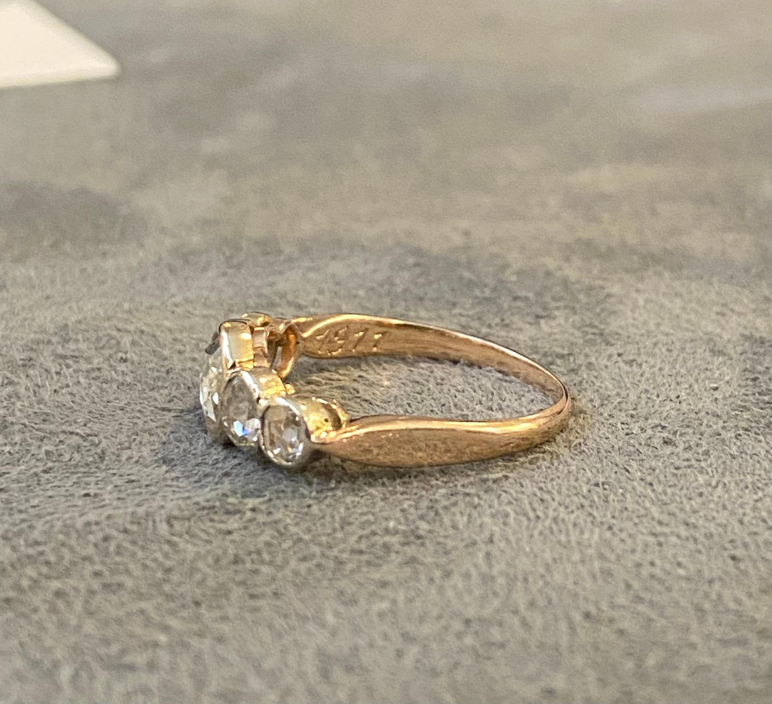 Rose cut diamond and gold ring In Fair Condition For Sale In Genève, CH
