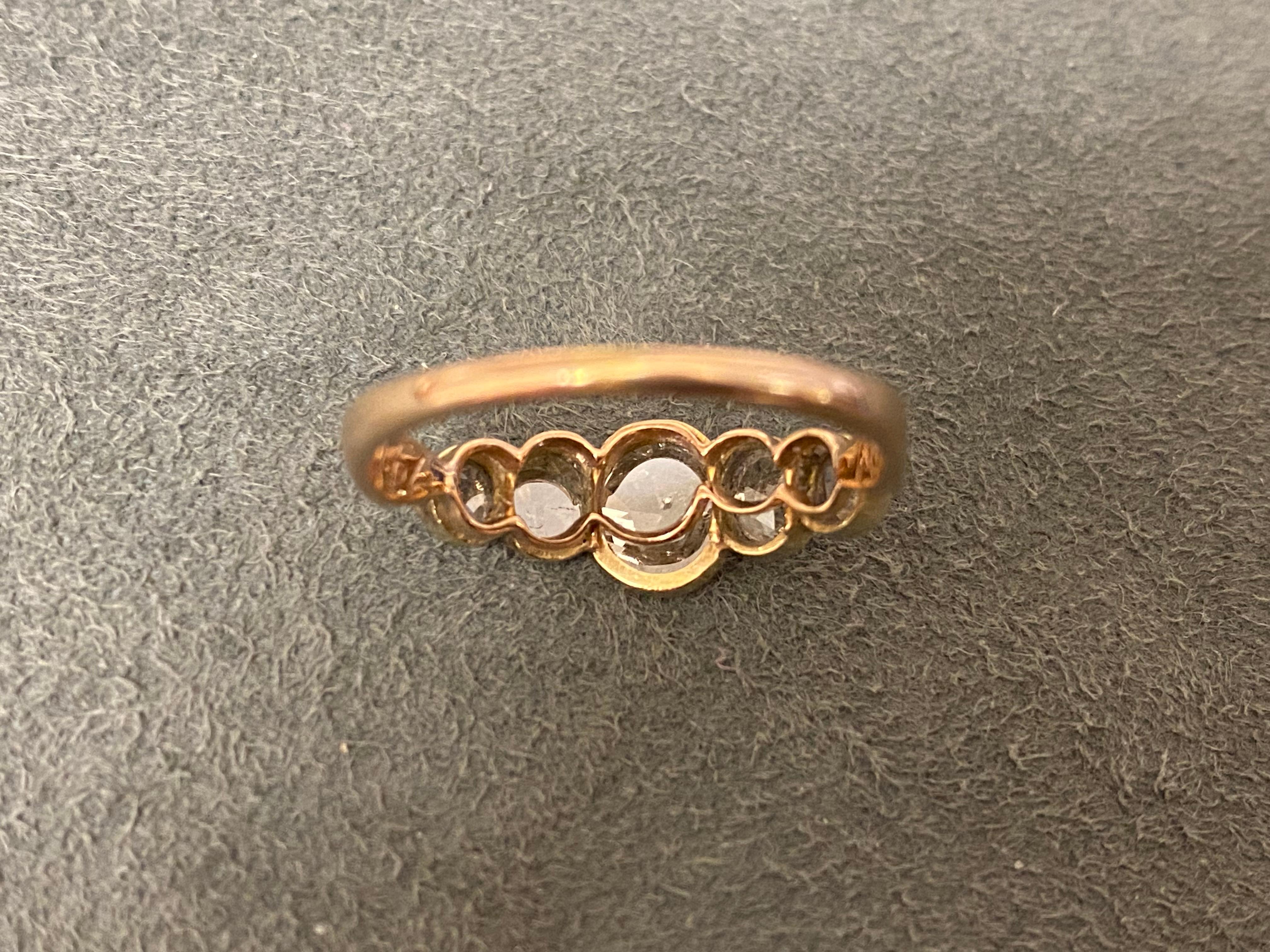 Rose cut diamond and gold ring 4