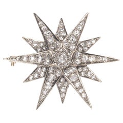 Rose Cut Diamond and Gold Star Brooch, 1.95 Carats