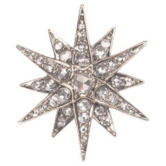 Rose Cut Diamond and Gold Star Pendant, 1.50 Carats