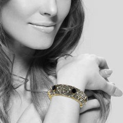 Rose Cut Diamond and Sapphire Bangle Made In 14k Gold & Silver