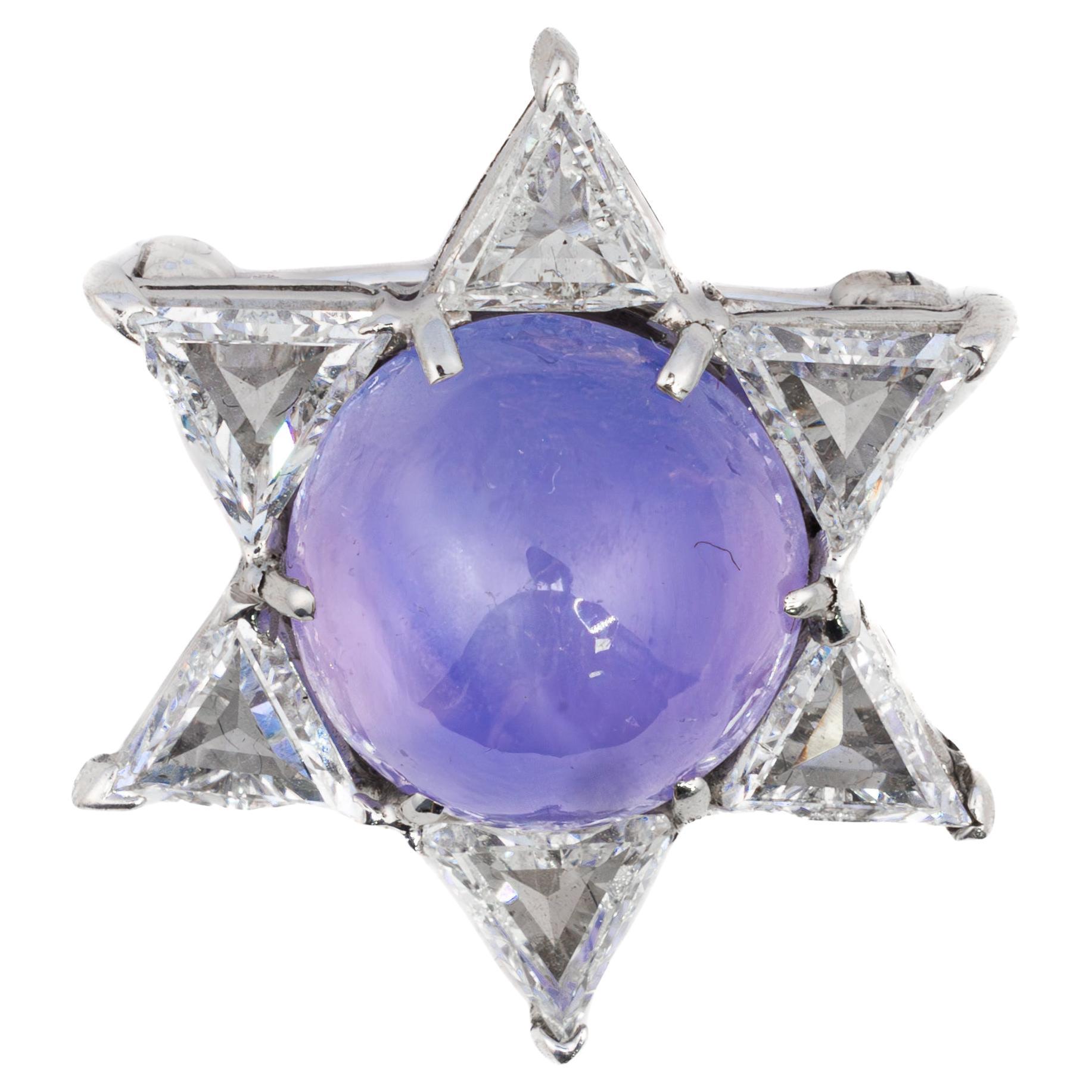 Rose Cut Diamond and Star Sapphire Star Brooch