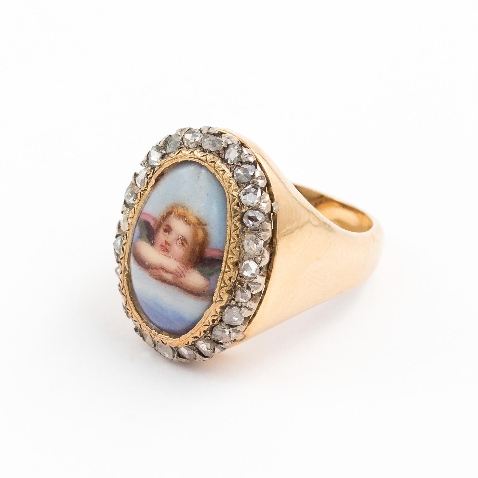 Women's Rose Cut Diamond Angel Ring For Sale