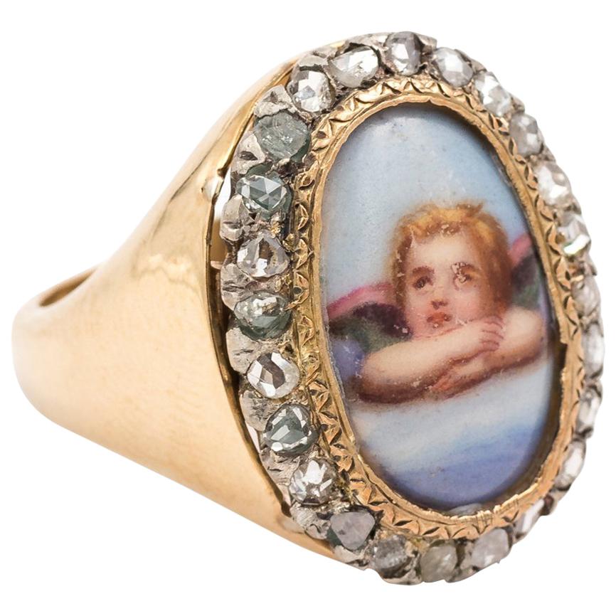 Rose Cut Diamond Angel Ring For Sale