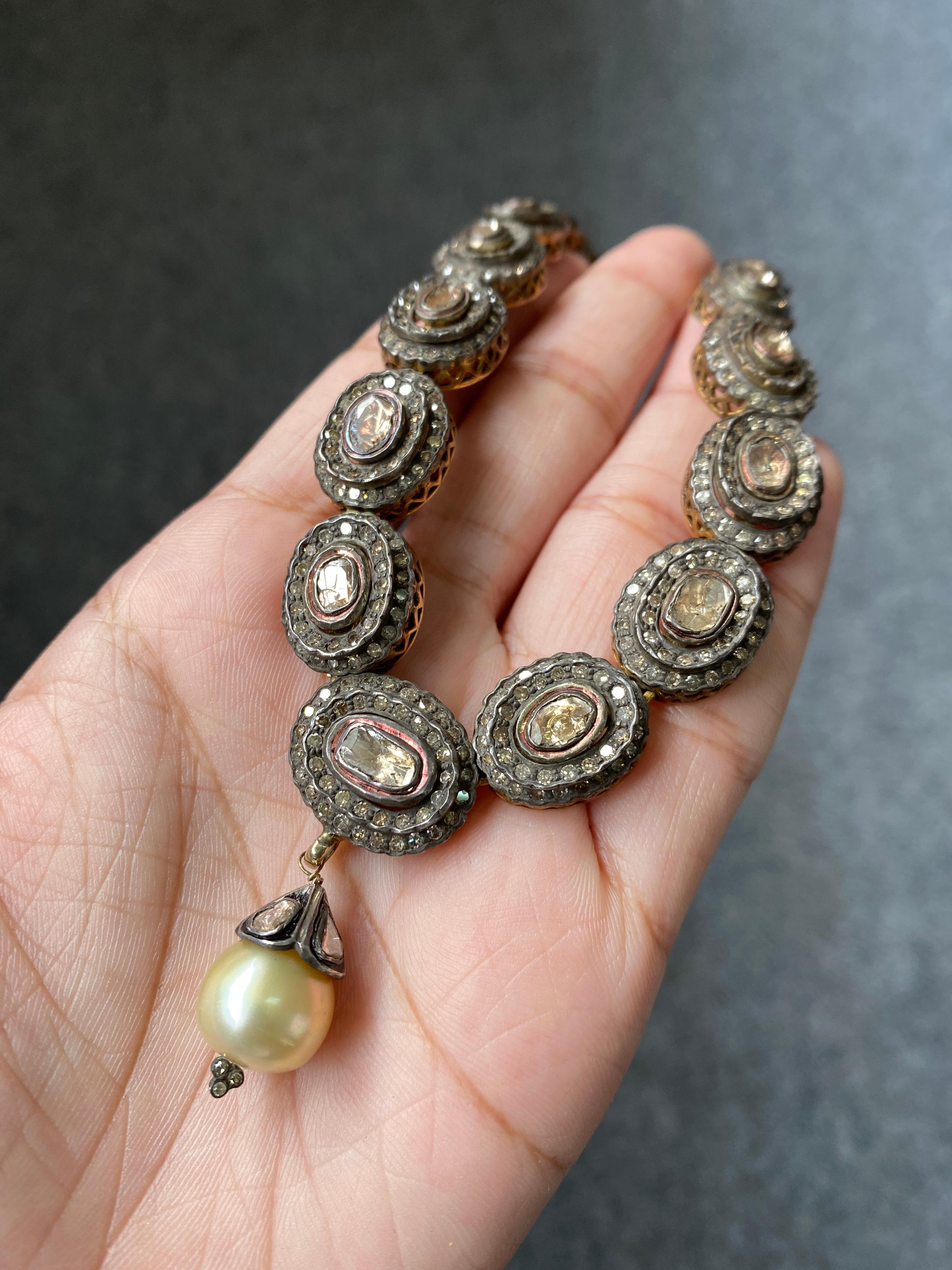 Women's Rose Cut Diamond Antique Necklace For Sale