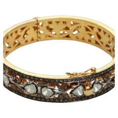 Rose Cut Diamond Bangle Jewelry Victorian Style 925 Silver