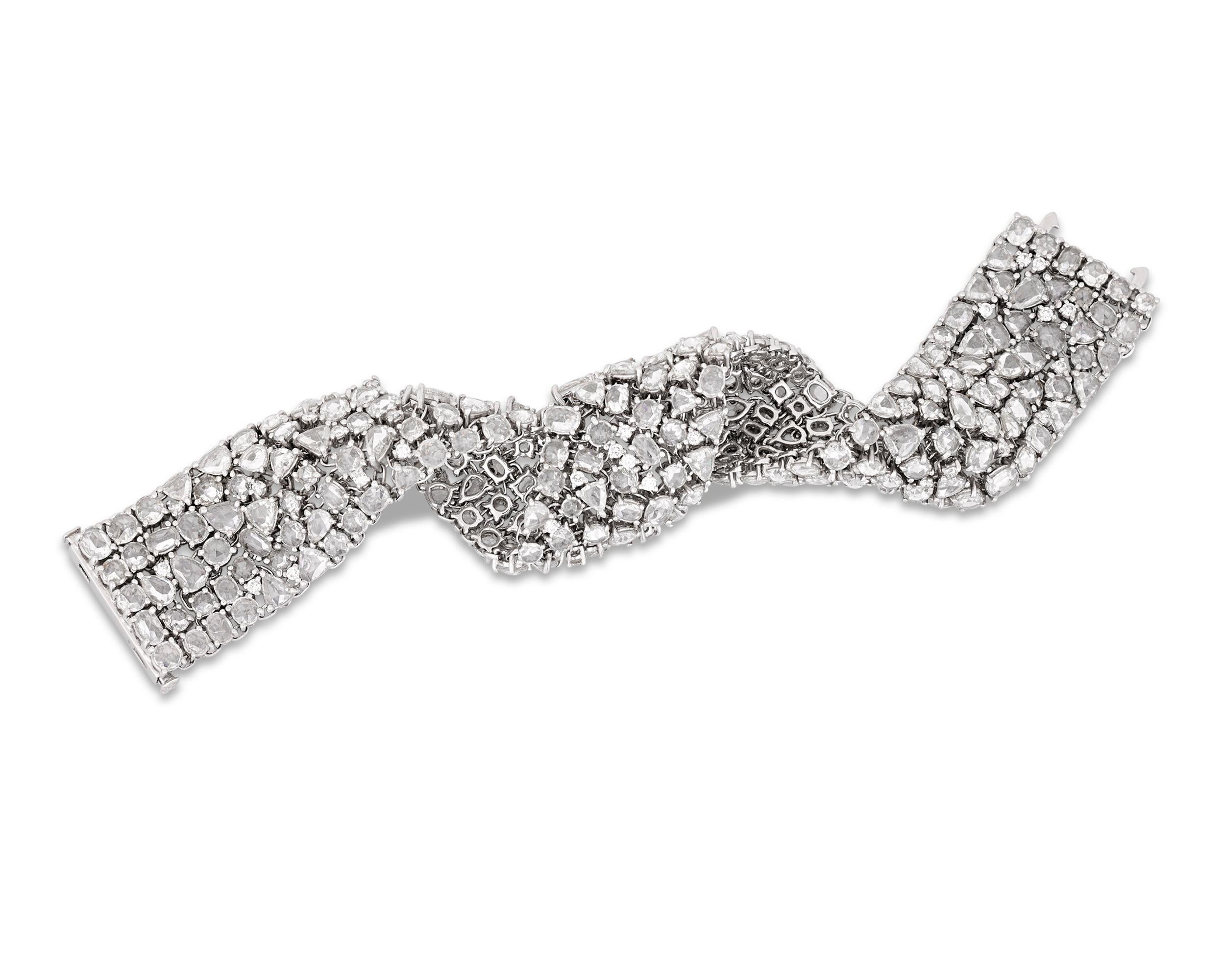 Modern Rose Cut Diamond Bracelet, 22 Carat