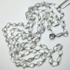 45.39ct Rose Cut Diamond Rope Chain Necklace in 18K White Gold