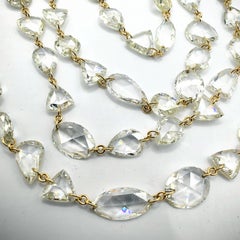 50.46ct Rose Cut Diamond Opera Chain Necklace in 18K Yellow Gold