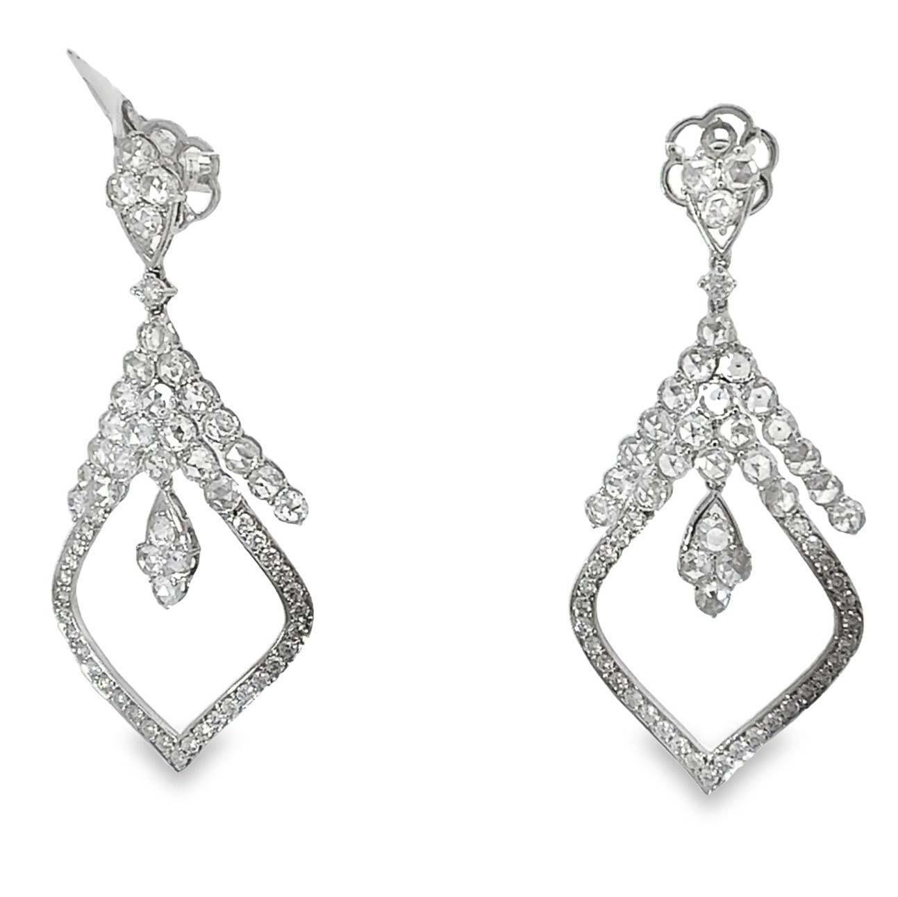 Contemporary Diamond Chandelier Dangle Earrings For Sale