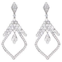 Rose Cut Diamond Chandelier Dangle Earrings