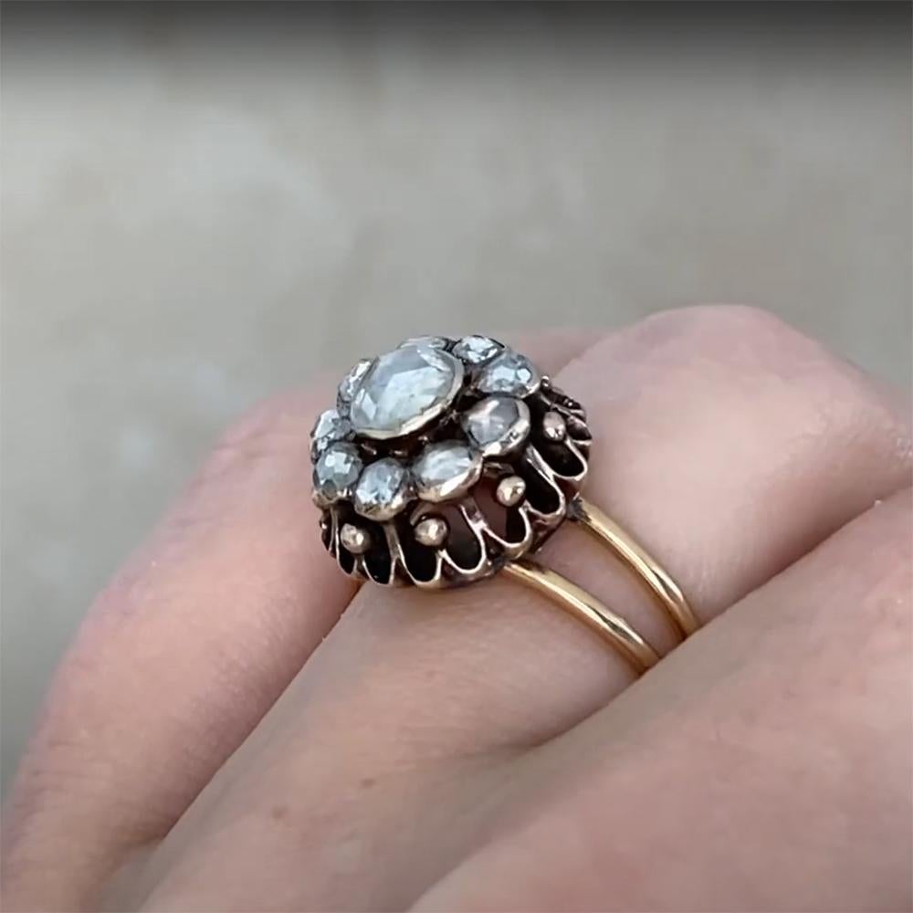 Rose Cut Diamond Cluster Engagement Ring, 14k Yellow Gold, Circa 1810 In Excellent Condition For Sale In New York, NY