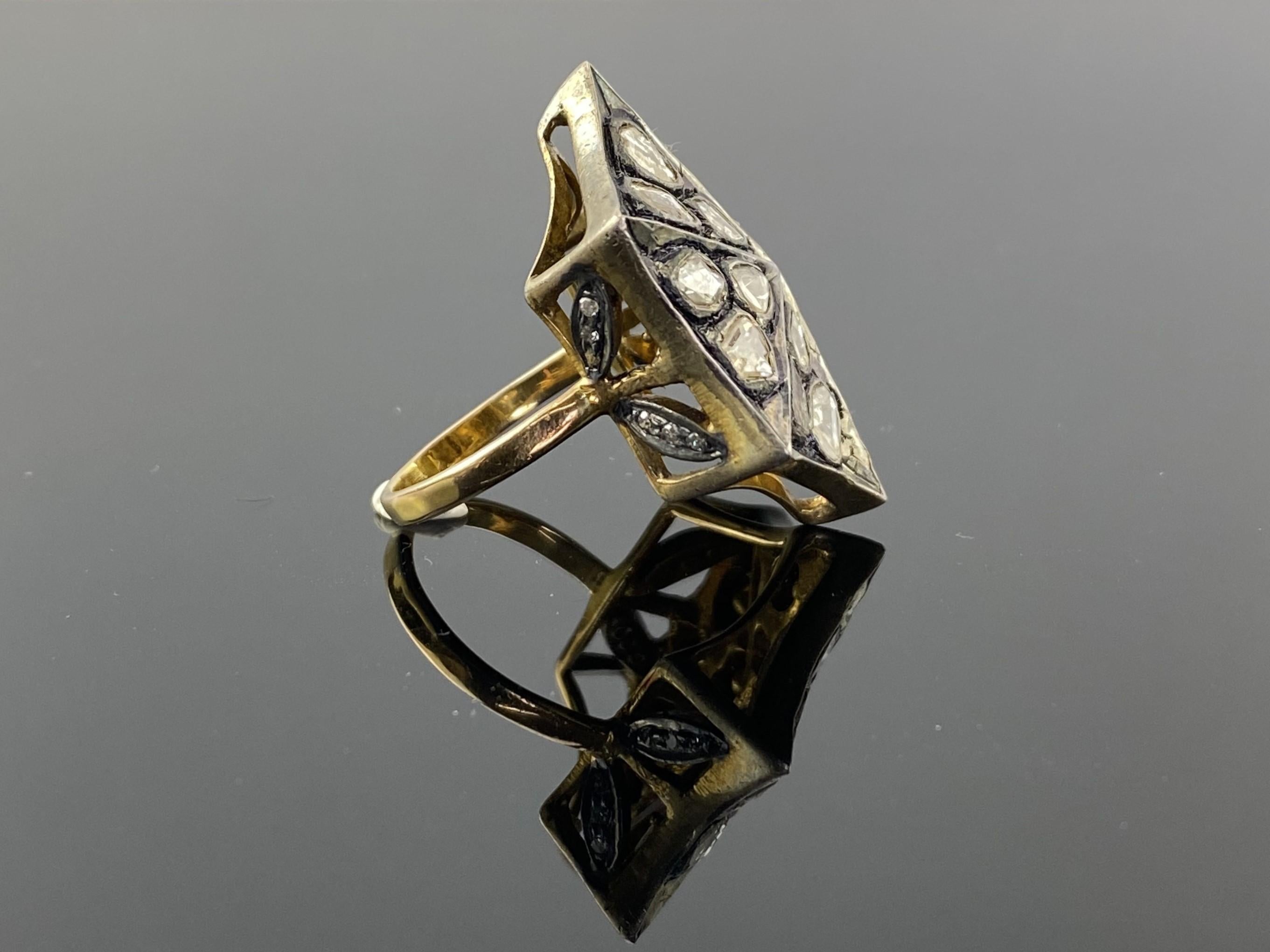 Cocktail-Ring mit Diamant im Rosenschliff für Damen oder Herren im Angebot