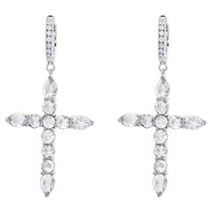 Rose-Cut Diamond Cross Earrings
