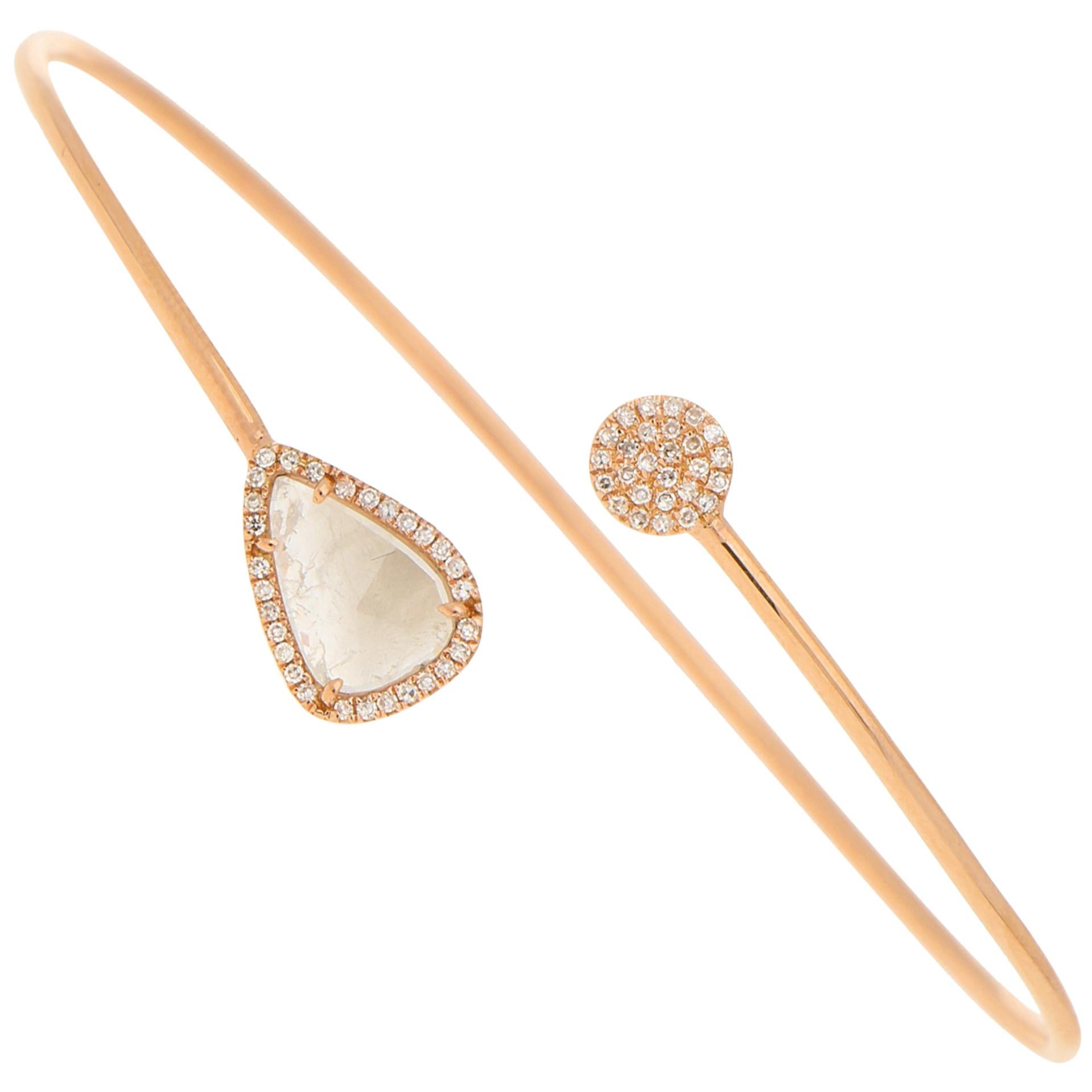 Bracciale con diamanti taglio rosa in oro rosa 14 carati da 0,50 carati