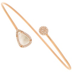 Bracelet manchette en or rose 14 carats avec diamants taille rose 0,50 carat