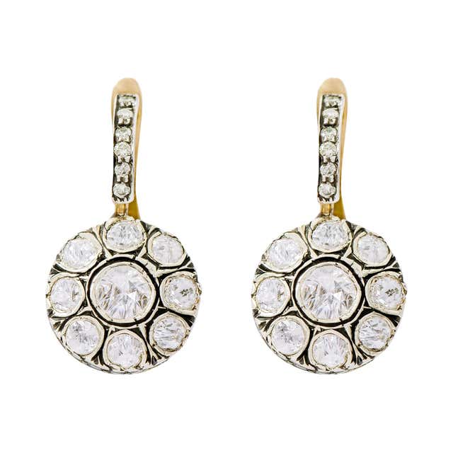 Victorian Old Mine Cut Diamond Cluster Earrings For Sale at 1stDibs