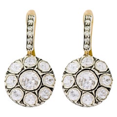 Rose-Cut Diamond Dangle Earrings in Victorian Style