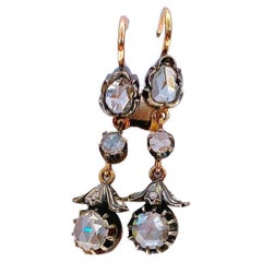 Goldohrringe mit baumelndem Diamant im Rosenschliff