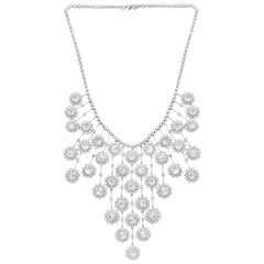 Collier goutte en or blanc 18 carats avec diamants taille rose