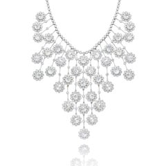 Collar de gota de diamantes talla rosa en oro blanco de 18 quilates