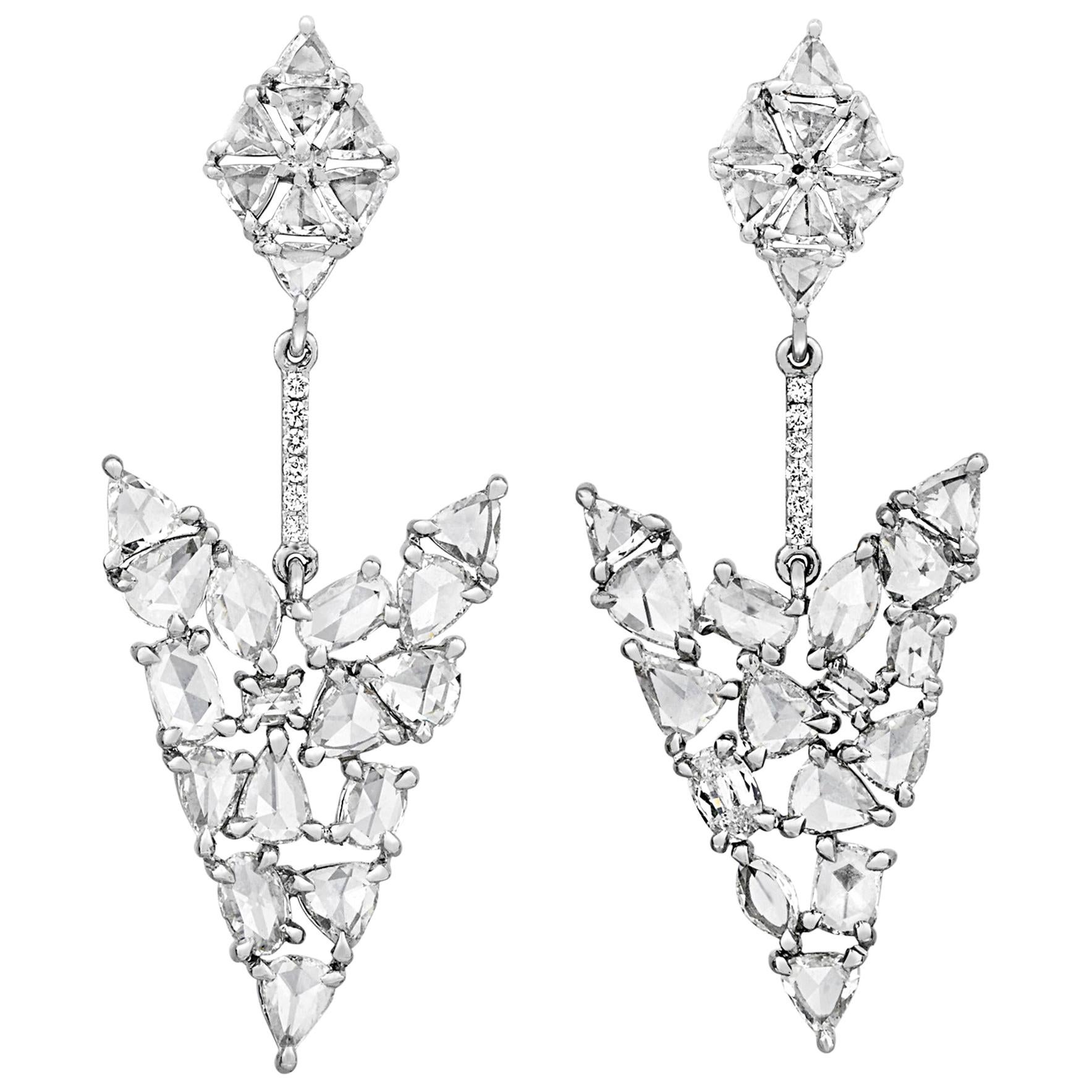 Rose-Cut Diamond Earrings, 4.45 Carat