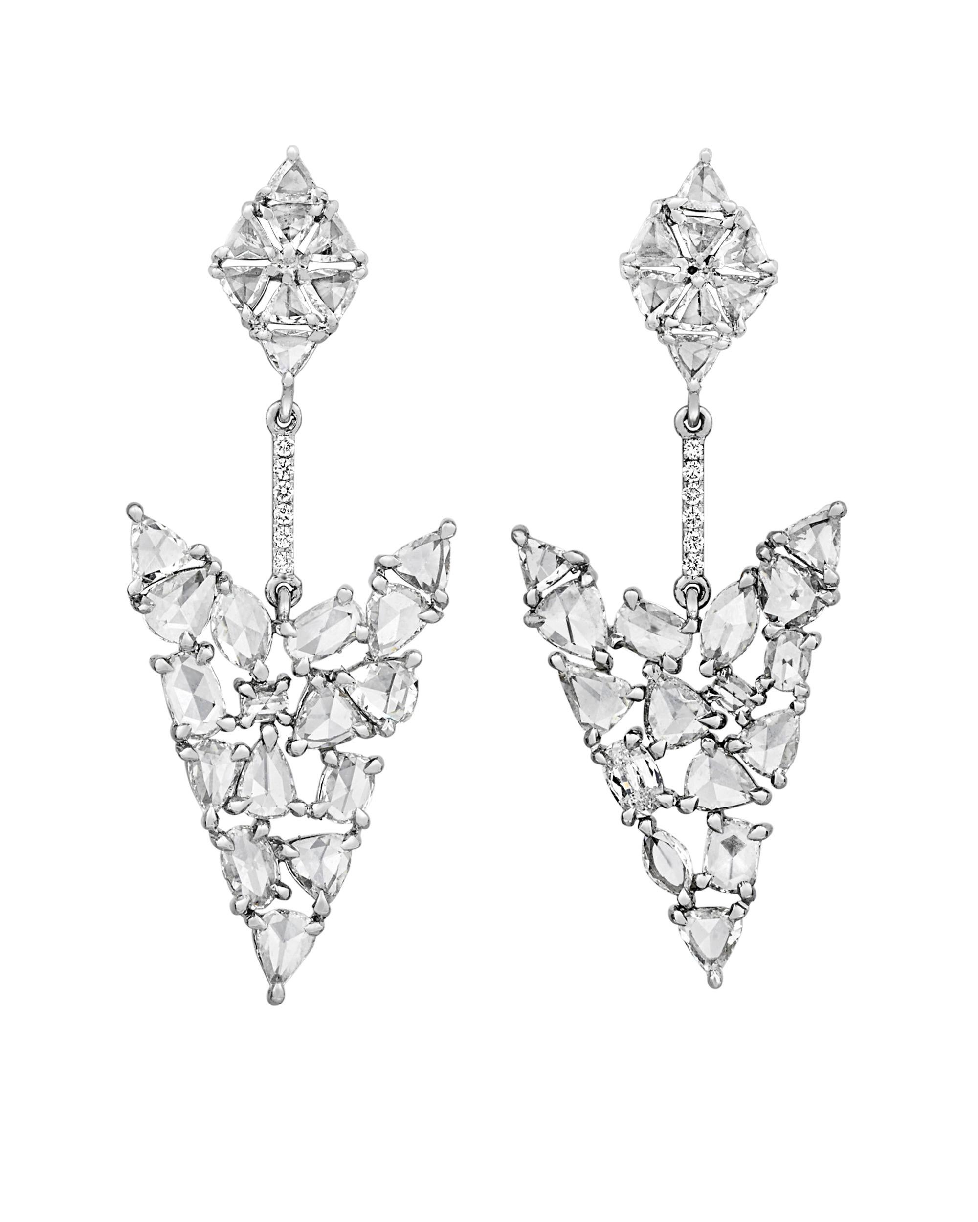 Modern Rose-Cut Diamond Earrings, 4.45 Carat