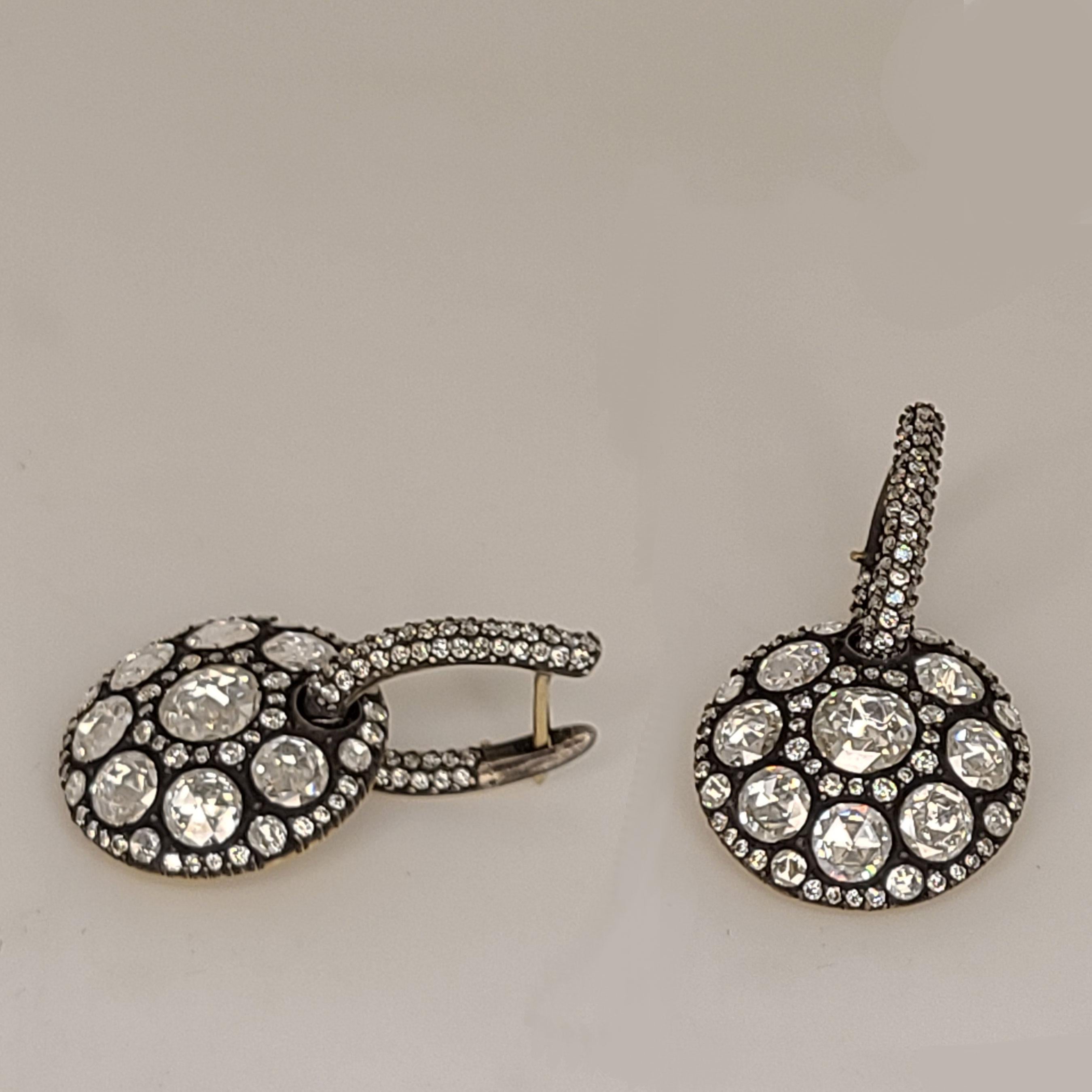 Rose Cut Rose-Cut Diamond Earrings For Sale