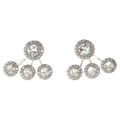 1.61ct SI/HI Rose Cut Diamond Earrings Jacket in 18 Karat White Gold