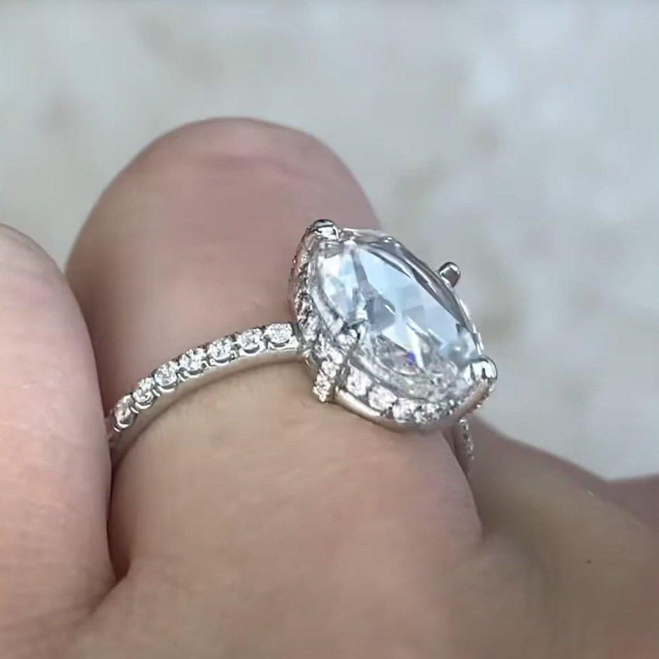 Anillo de compromiso de diamantes talla rosa (GIA aprox. 3,00 quilates), platino Art Decó en venta