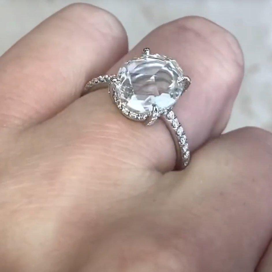 Anillo de compromiso de diamantes talla rosa (GIA aprox. 3,00 quilates), platino en Excelente estado para la venta en New York, NY