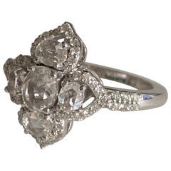 Rose Cut Diamond Engagement Ring in 18 Karat White Gold