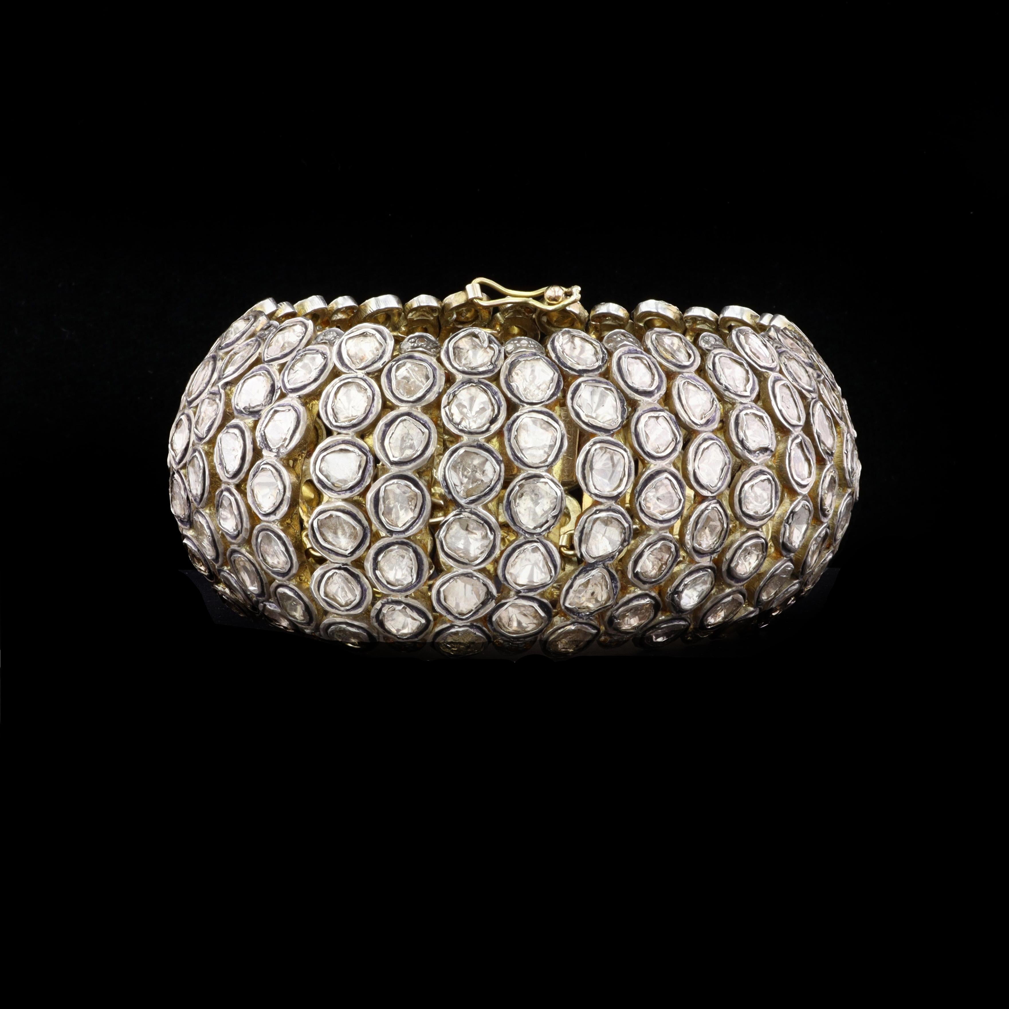 Diamond Slice Estate Bracelet In Excellent Condition In NEW ORLEANS, LA