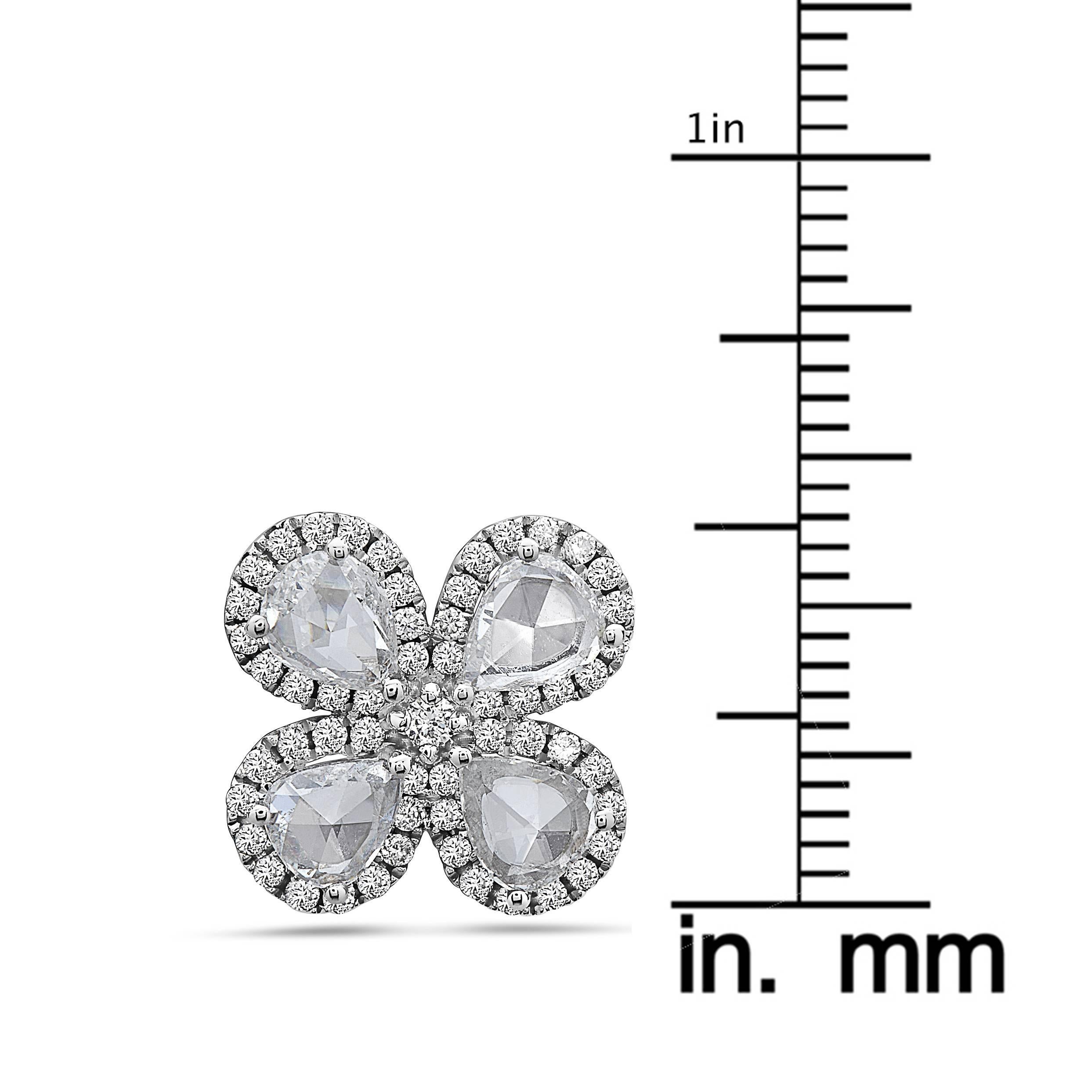 Modern Emilio Jewelry Rose-Cut Diamond Flower Earrings