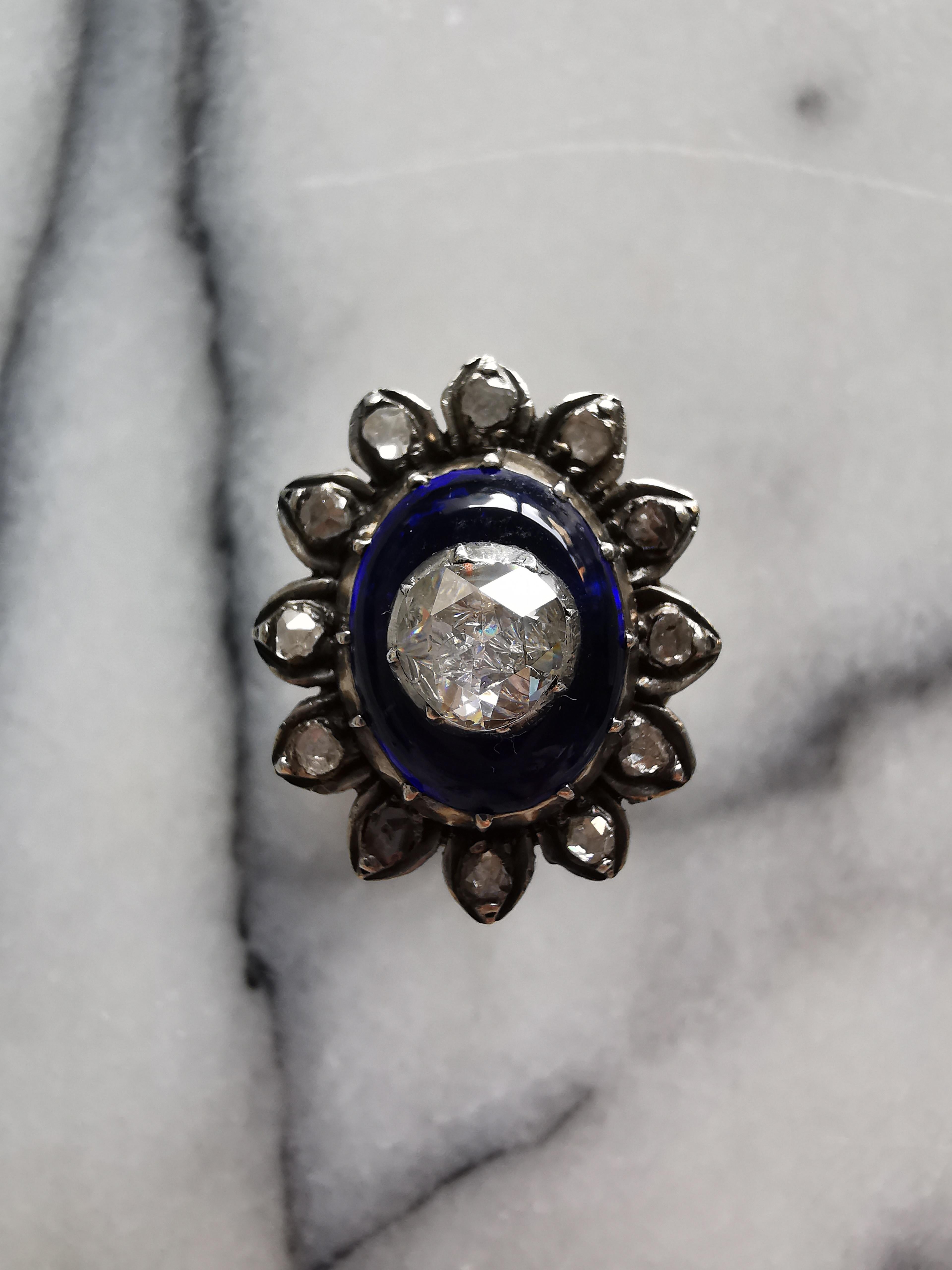 Women's or Men's Rose Cut Diamond Georgian Revival Ring For Sale