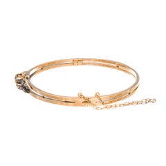 Rose Cut Diamond Gold Bangle Bracelet