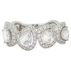 Rose Cut Diamond Half Band Ring in 18 Karat White Gold